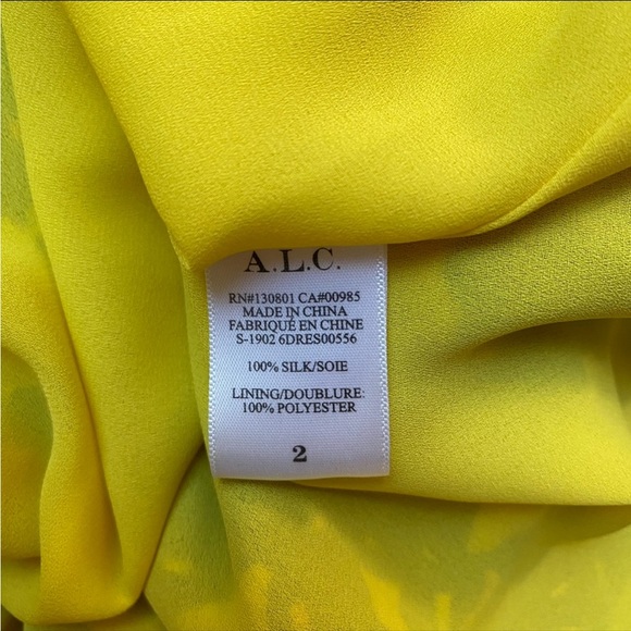 A.L.C. Valencia Silk Floral Midi Dress Yellow Purple Cut-Out Ruffle Hem Sz 2 - Picture 16 of 16